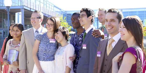 A group of happy people from different countries
