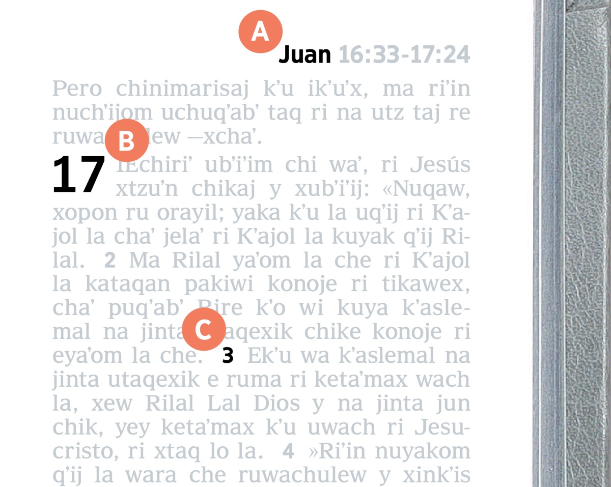 Jun retalil A, B y C re ruxaq re ri Biblia.