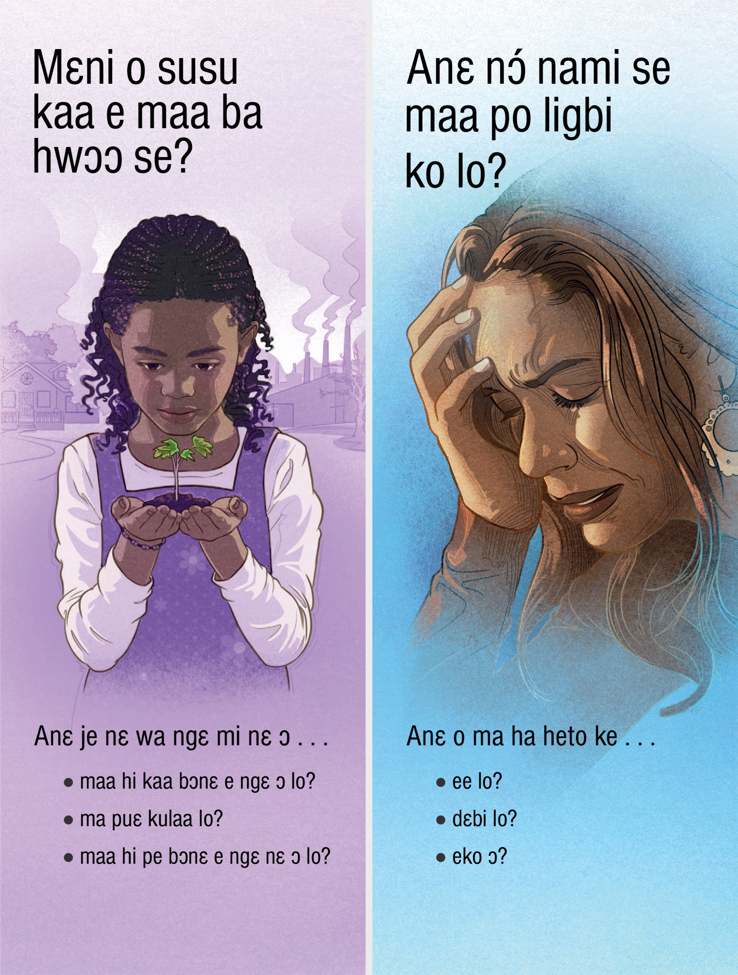 Dɛ womi nɛ ji “Mɛni O Susu Kaa E Maa Ba Hwɔɔ Se?” kɛ “Anɛ Nɔ́ Nami Se Maa Po Ligbi Ko Lo?”
