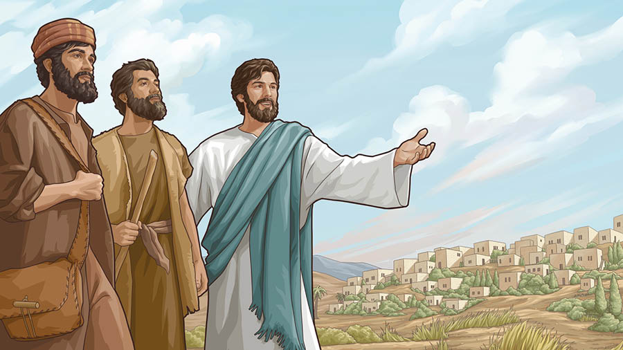 Yesu nɛ e ngɛ e kaseli ɔmɛ a kpɛti ni enyɔ tsɔe konɛ a ya fiɛɛ.