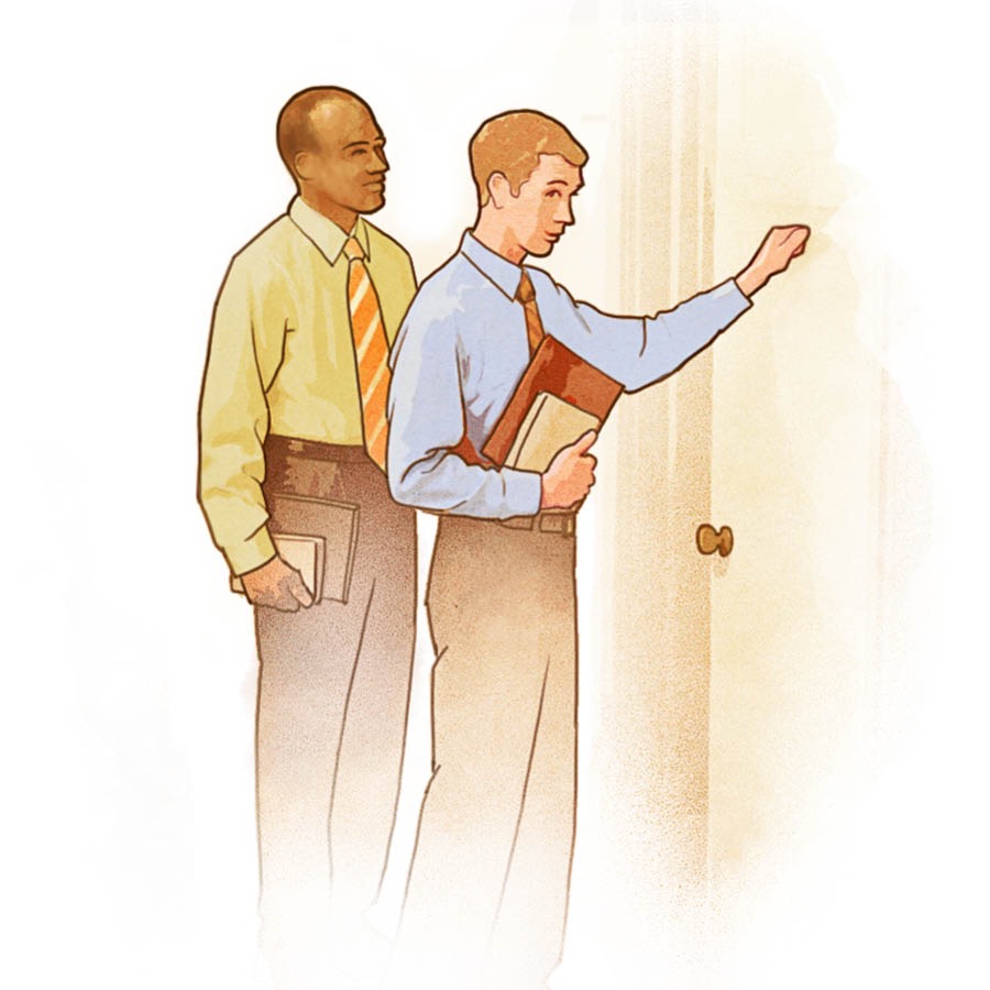 Dos testigos de Jehová predicando