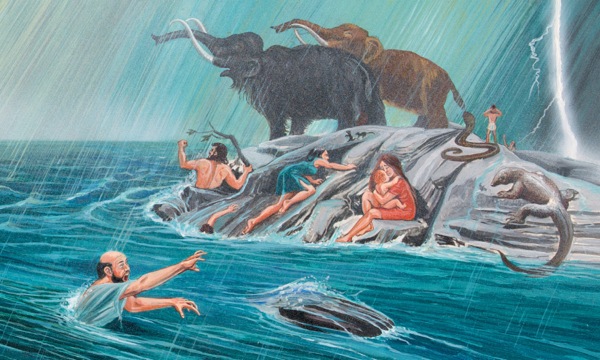 Las aguas del Diluvio empiezan a cubrir todo lo que está fuera del arca