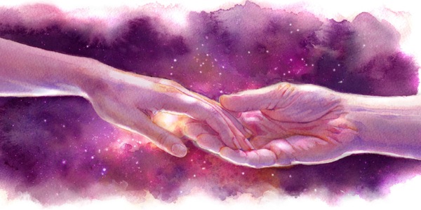 El novio y la novia de la mano