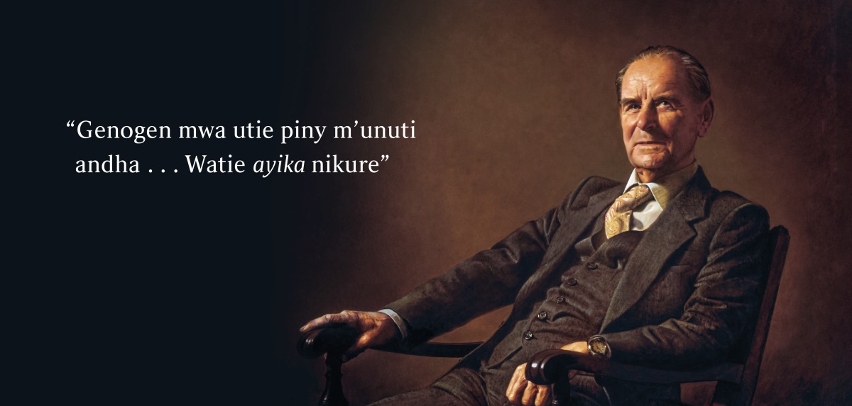 Umego Frederick Franz. Jukiewo wec ma e i ng’ete: “Genogen mwa utie piny m’unuti andha . . . Watie ayika nikure.”