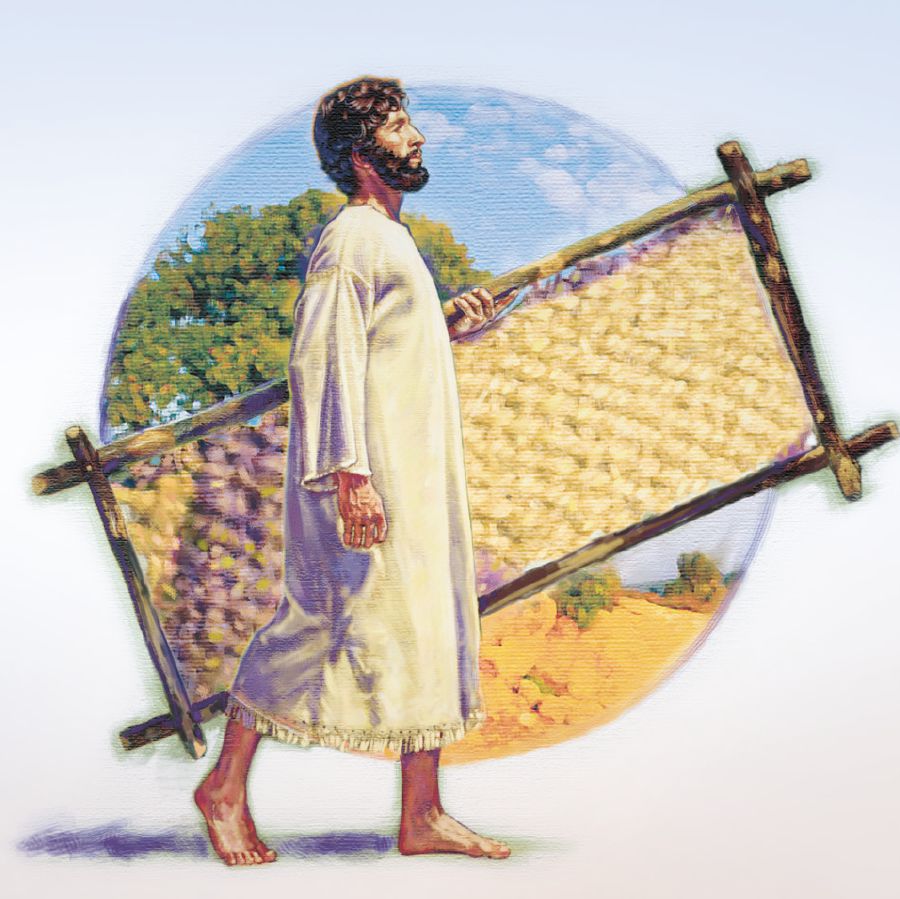 ኢየሱስ የፈወሰው ሰው ቃሬዛውን ተሸክሞ ሲሄድ