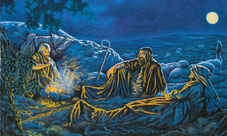 በማታ ሜዳ ላይ የሚያድሩ እረኞች