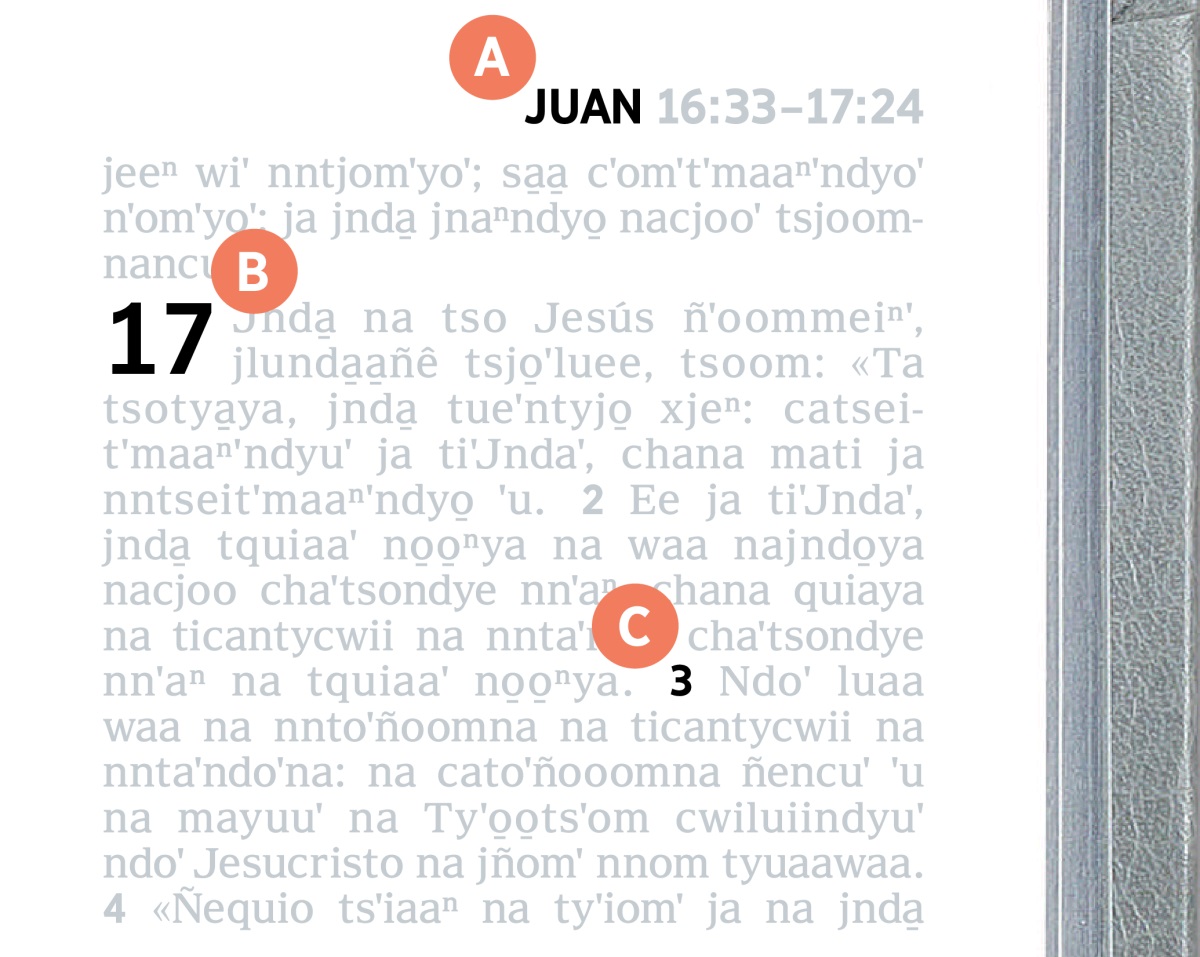 Na matsonaˈ ˈnaⁿ na tooˈ naquiiˈ ljeii A, B ndoˈ C ˈnaaⁿˈ cwii ntsquii tsom ˈnaaⁿˈ Biblia.