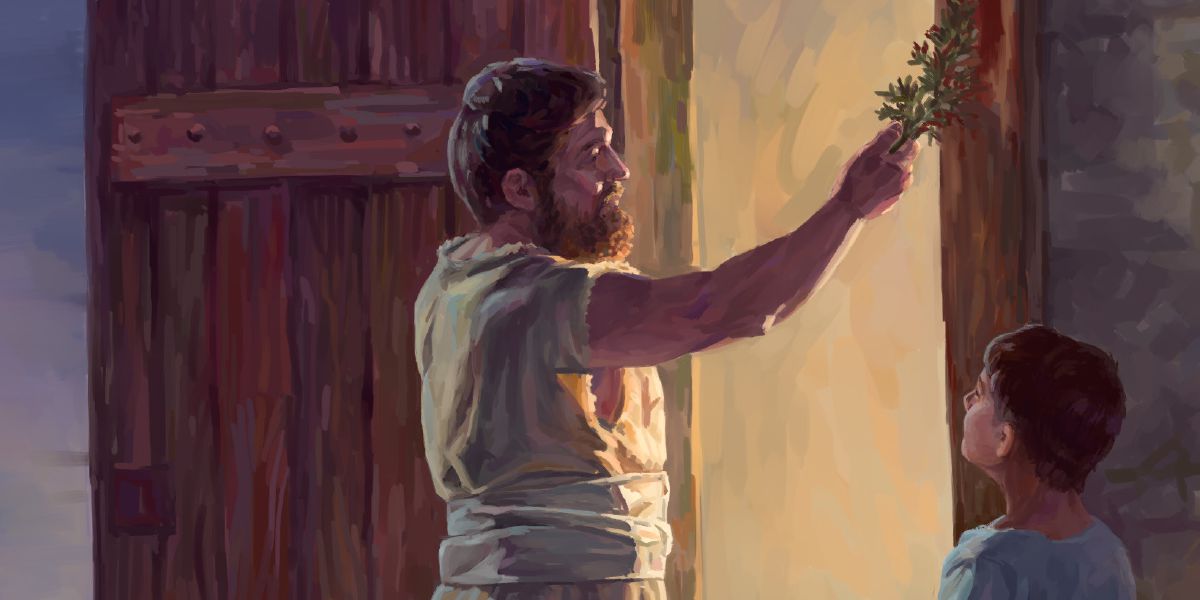 رجل اسرائيلي يضع دما على باب بيته