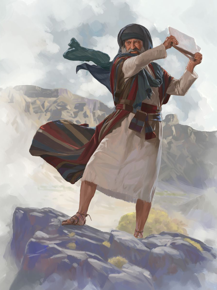 موسى يرمي لوحي الحجر على الارض