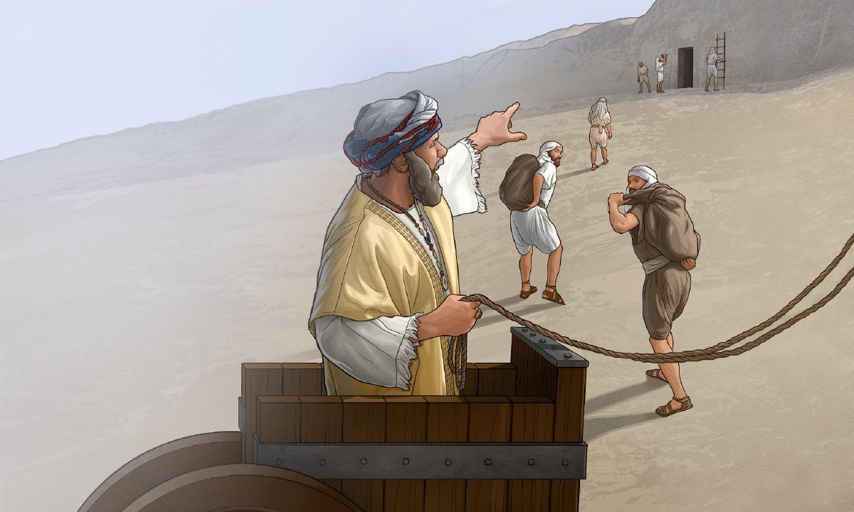 شبنا يأمر رجالا ان يبنوا قبرا له