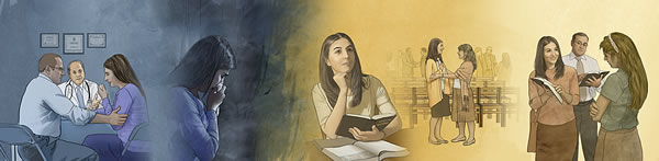 امرأة مسيحية تنال المساعدة