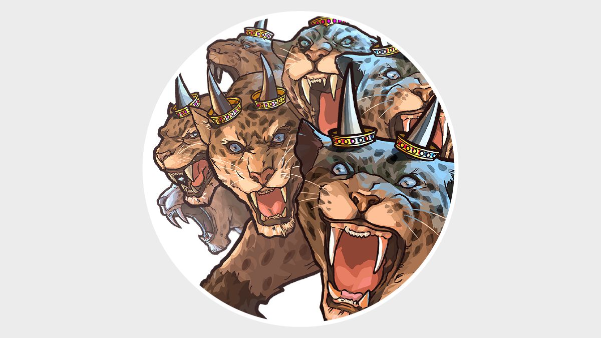 A wild beast with ten horns and seven heads.