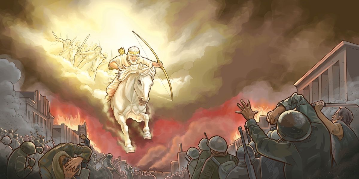 Jesusampi ejercitopampiw janqʼo caballonakjjat Jehová Diosan aka oraqenkir enemigonakapar tukjañataki tʼijusipki.