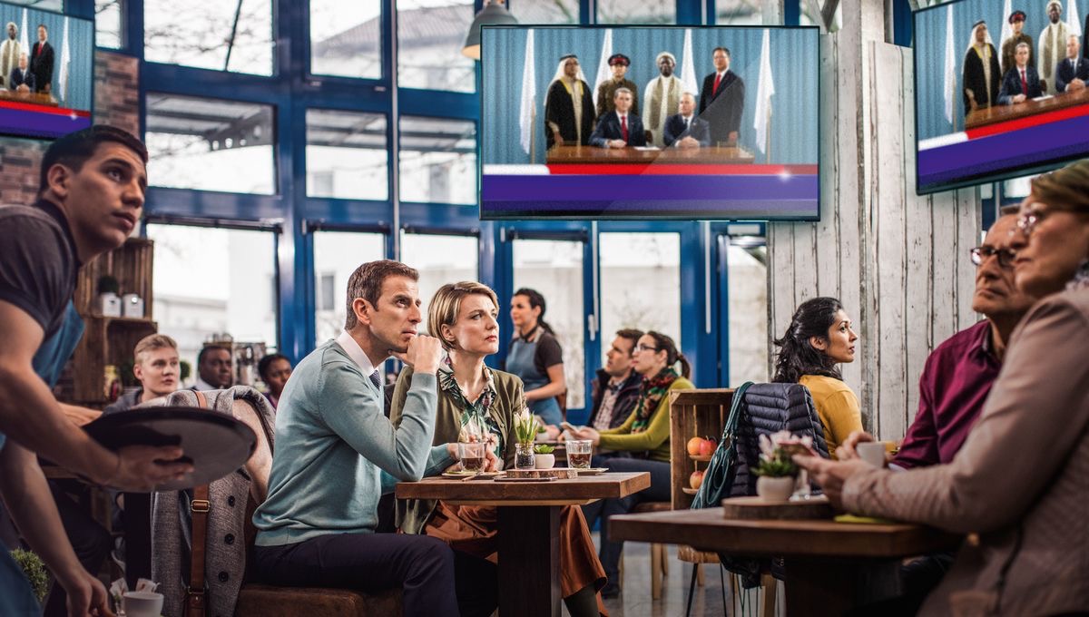 Mä cafeterianwa mä chacha warmi Testigonakajj kunjamsa oraqpachankir gobiernonakajj tantachasisipki uk televisionan uñjasipki. Taqeniw uka cafeterian wali atencionampi uka noticia istʼasipki.