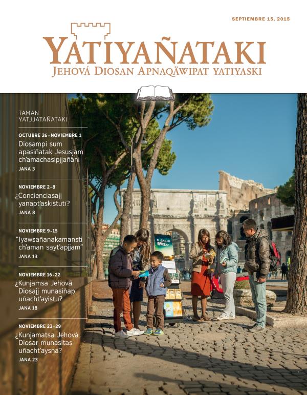 Yatiyañataki (taman yatjjatañataki) revistan nayrïr janapa, septiembre 15, 2015