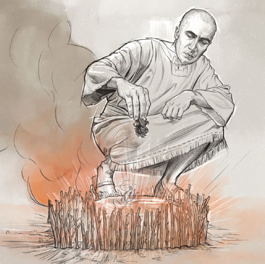 Һизгијал түкләрин бир һиссәсини јандырыр.