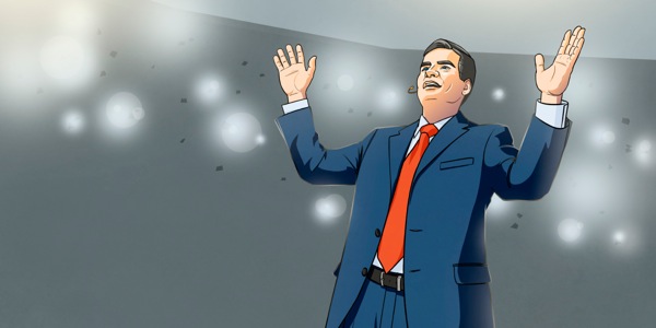 A televangelist preaching