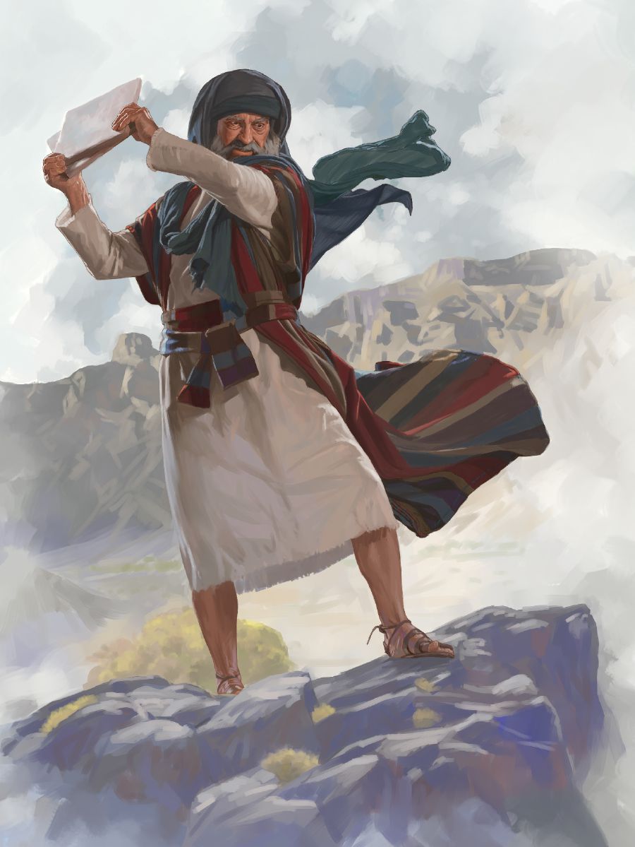 Musa daş lövhələri yerə çırpır