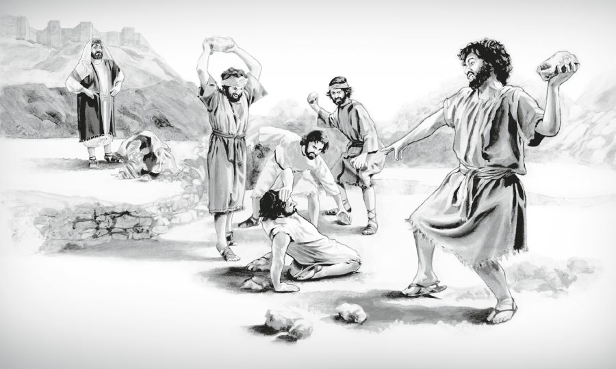 Şaul Stefanın daşqalaq edilməsinə baxır