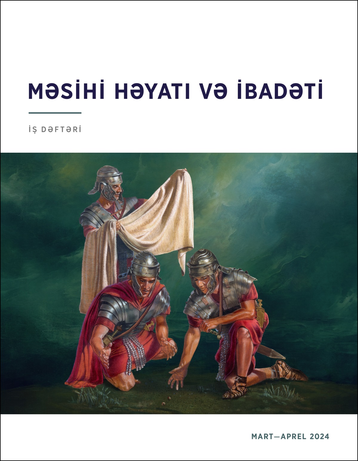 Bir romalı əsgər İsanın üst paltarlarına baxır, digər iki əsgər isə onlar üçün püşk atır.