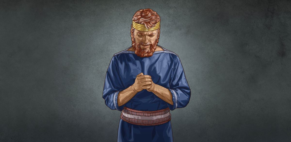 Davud padşah hərarətlə dua edir.