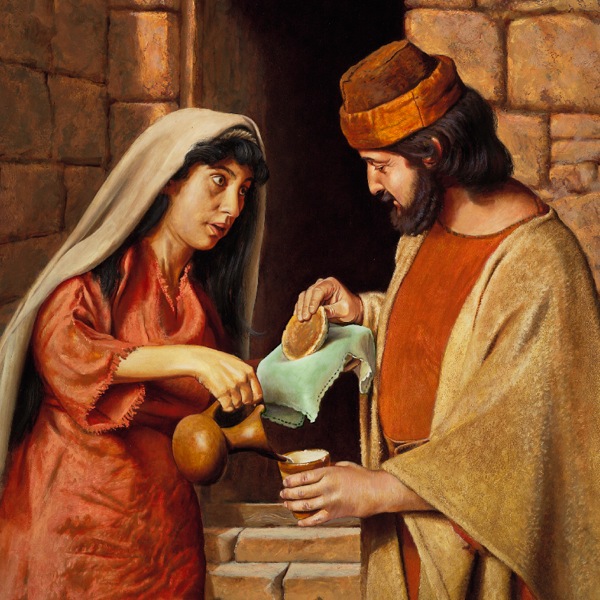 Sarfatlı dul qadın İlyas peyğəmbərə yemək verir