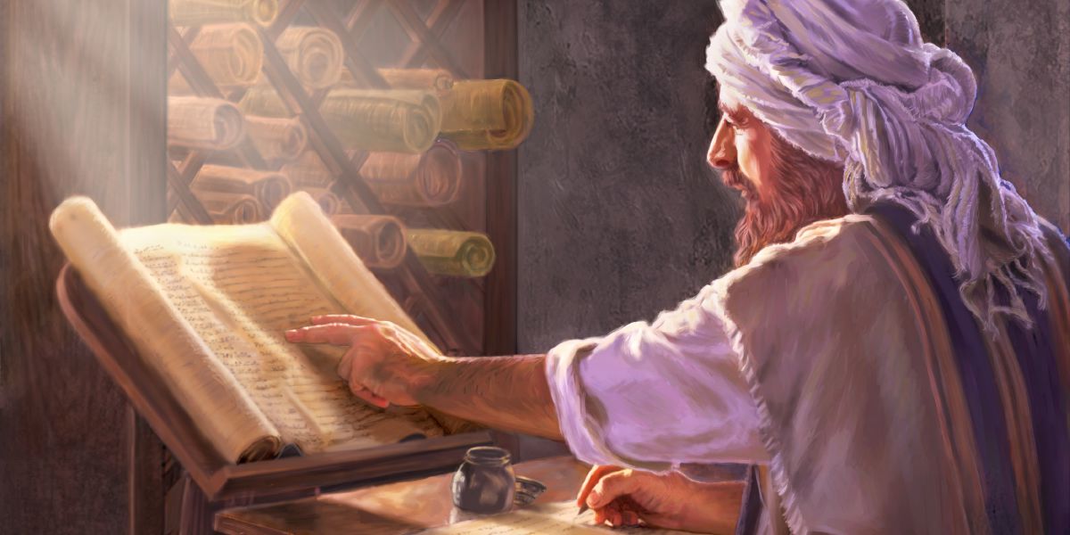 Bir mirzə Müqəddəs Kitabı köçürür
