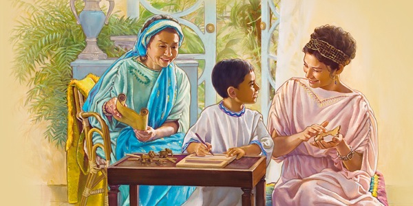 Balaca Timutini anası Evniki və nənəsi Lois öyrədir