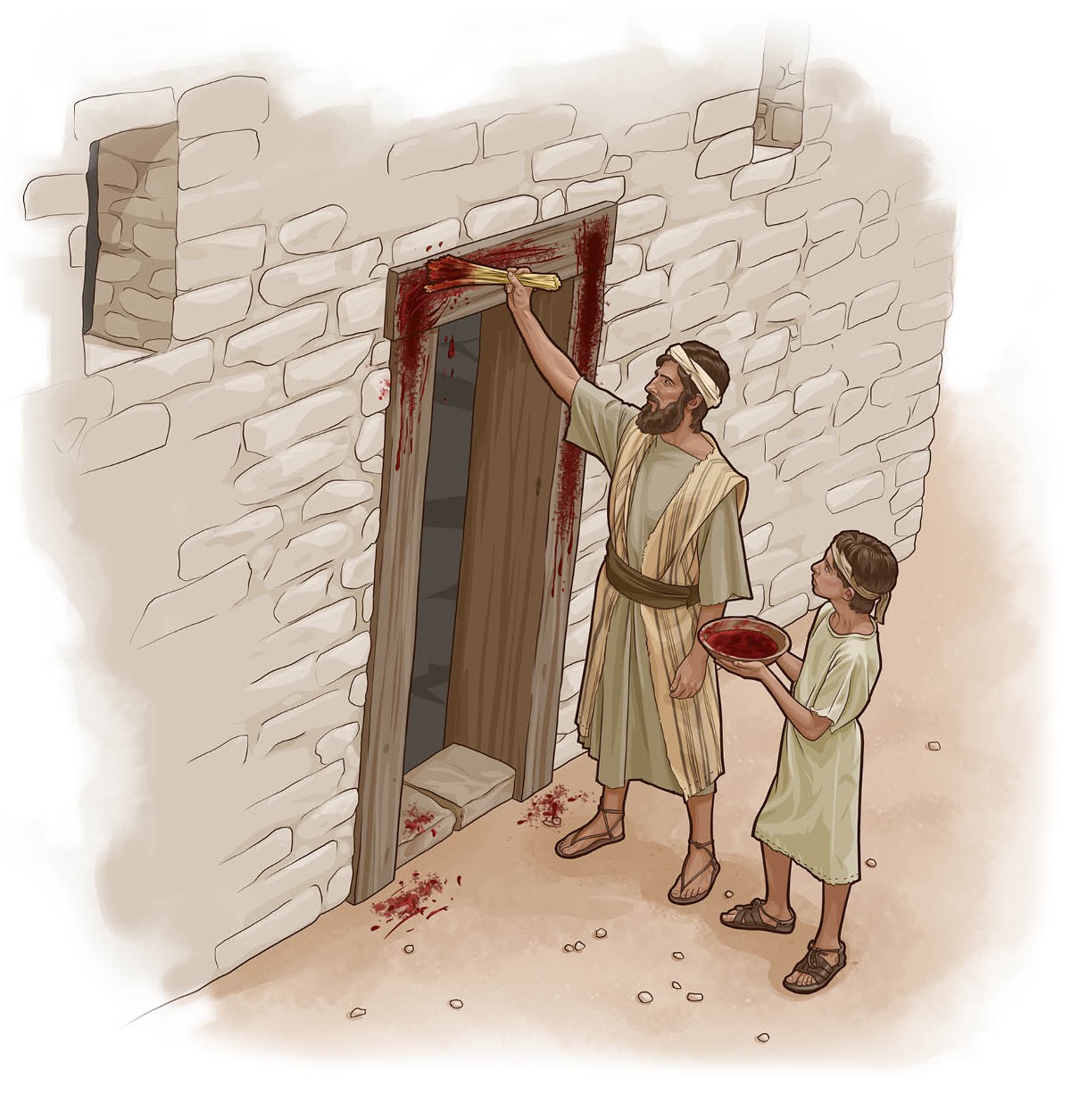 Sahalak ama ni halak Israel dohot anakna mandaishon mudar tu tiang ni pintu ni jabu ni nasida.