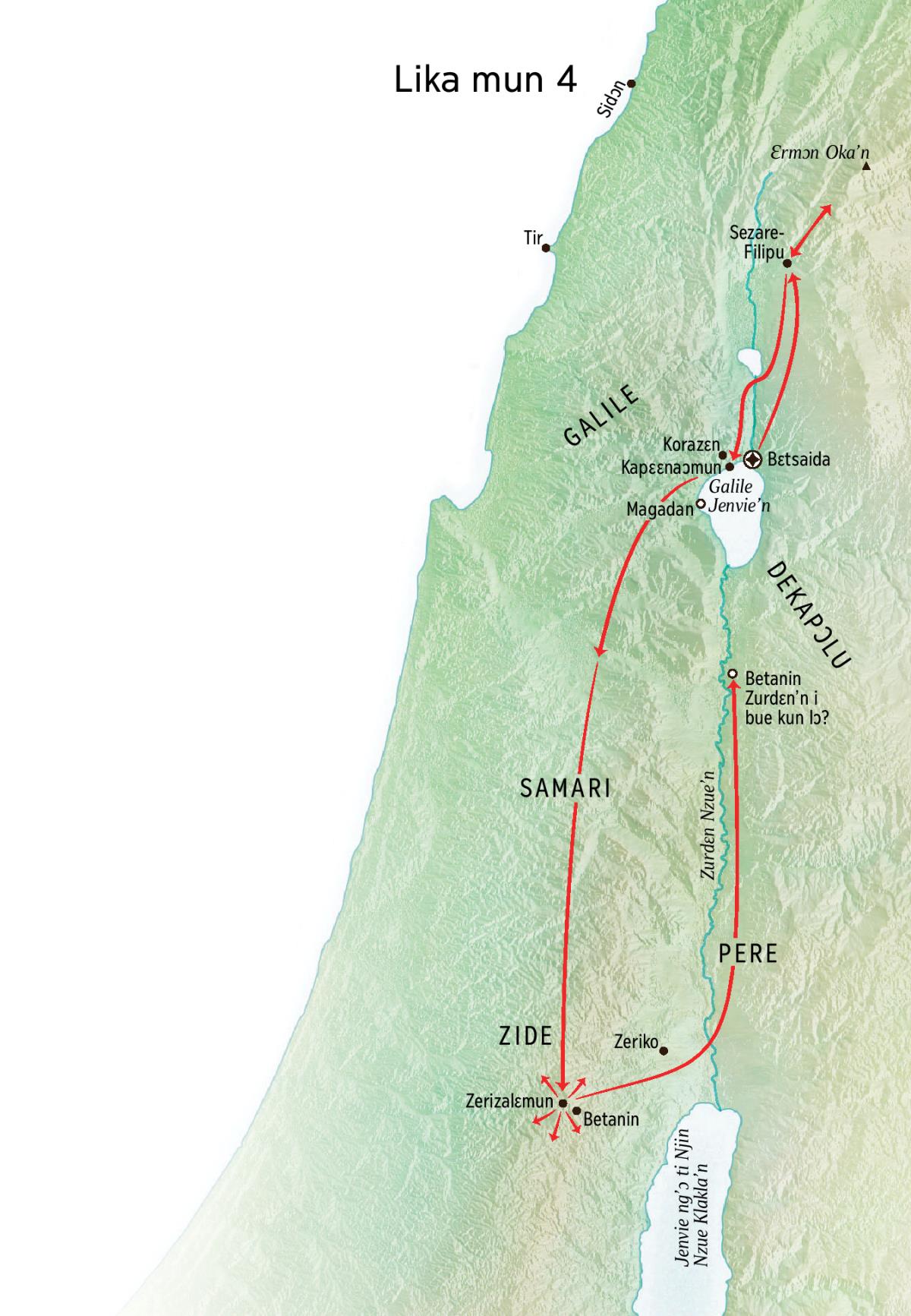 Map of Jesus’ ministry in Judea and Galilee