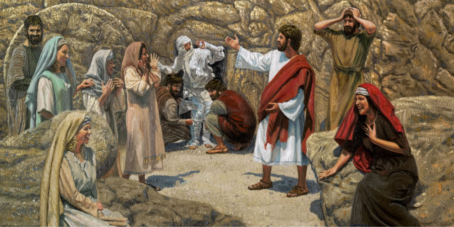 Kan buhayon ni Jesus si Lazaro asin paluwason sa kuweba mantang nag-uugma an pamilya asin mga amigo kaini