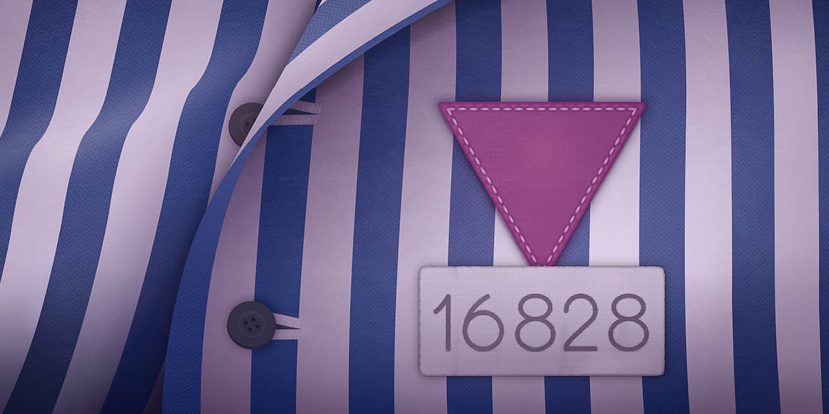 Sarong uniporme na may purple triangle asin numero nin preso, na ginamit para sa mga Saksi ni Jehova sa mga kampo de-konsentrasyon kan Nazi.