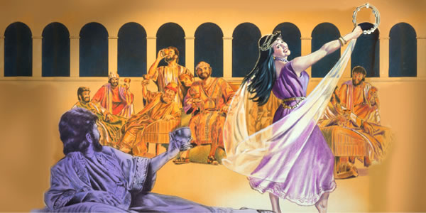 Si Herodes na nauugma sa pagbayle ni Salome kan pigseselebrar an aldaw kan saiyang pagkamundag