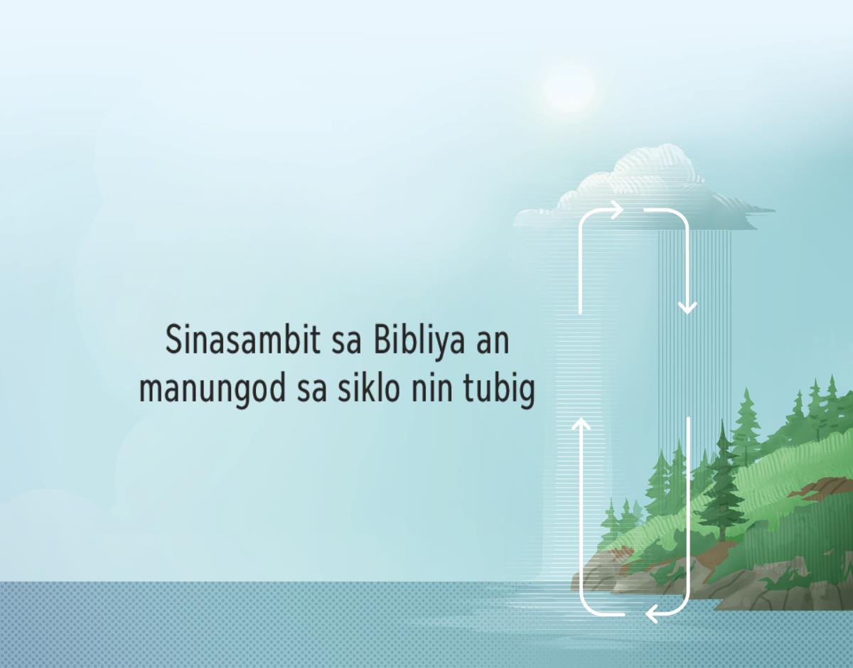 Ilinaladawan kan Bibliya an siklo nin tubig. Paitok sa tuo an dalagan kan mga arrow na ipinapahiling an siklo kan tubig hali sa atmospera pasiring sa daga asin pabalik.