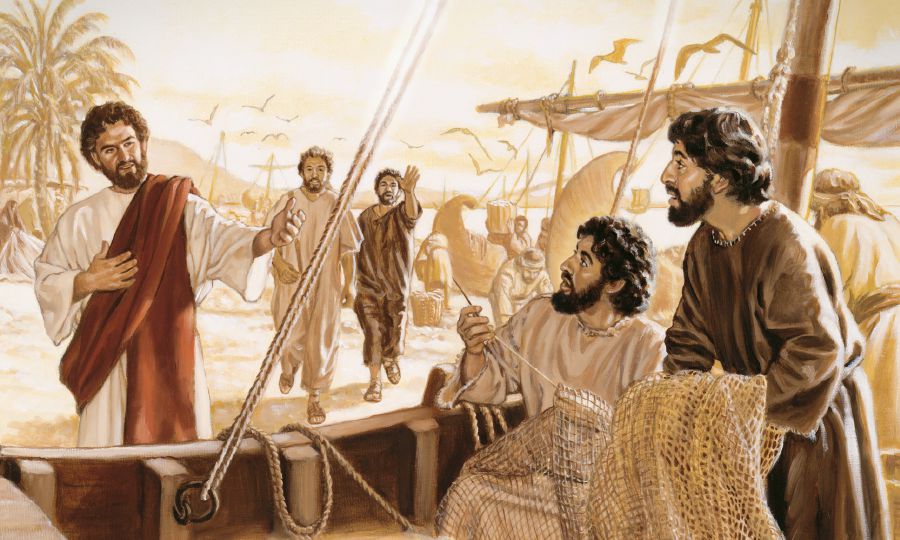 Si Pedro asin Andres na nakahiling ki Jesus mantang inaapod si Santiago asin Juan na magin mga disipulo niya