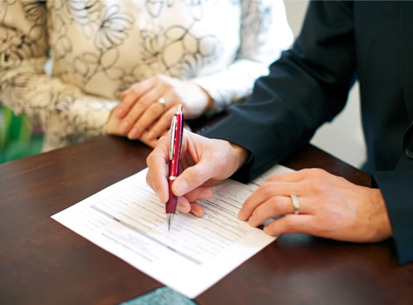 A couple legally registering their marriage