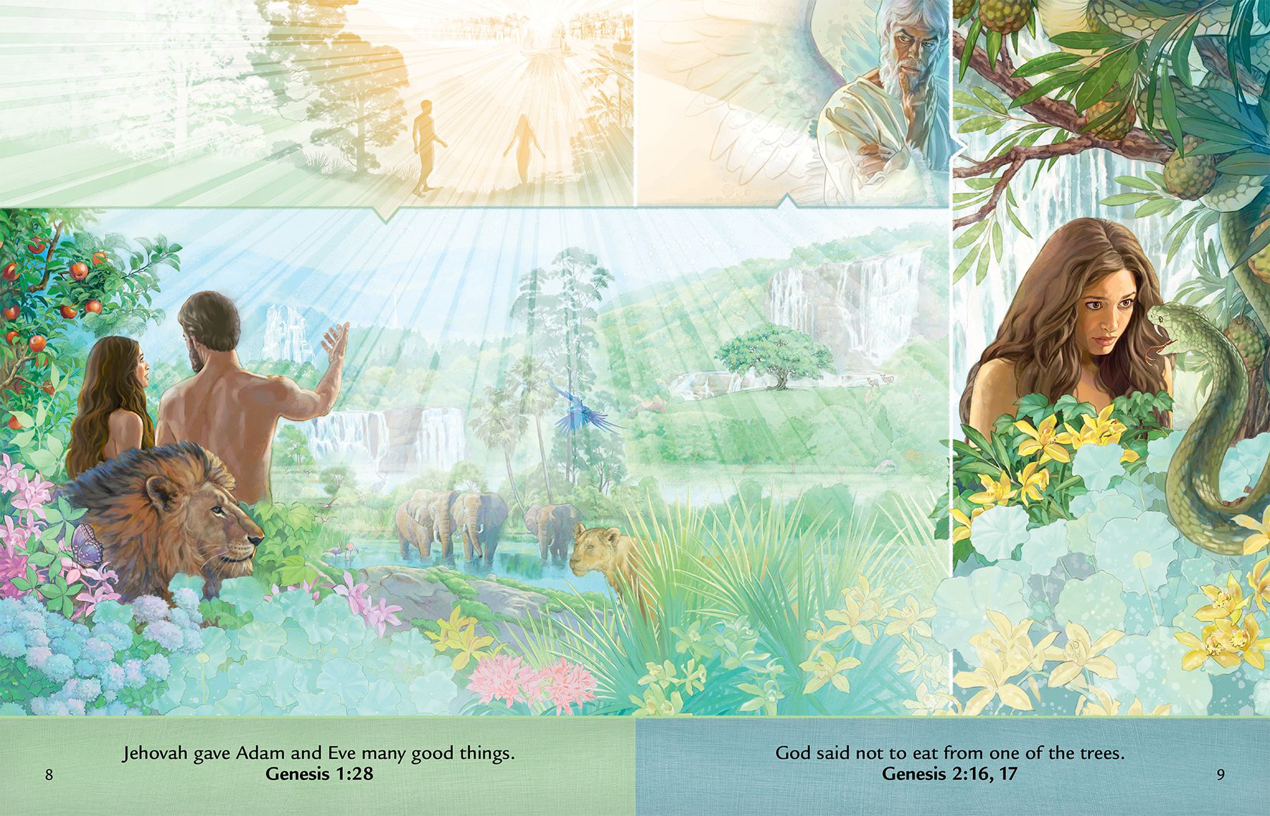 Lesson from Listen to God brochure about Adam and Eve in the garden of Eden