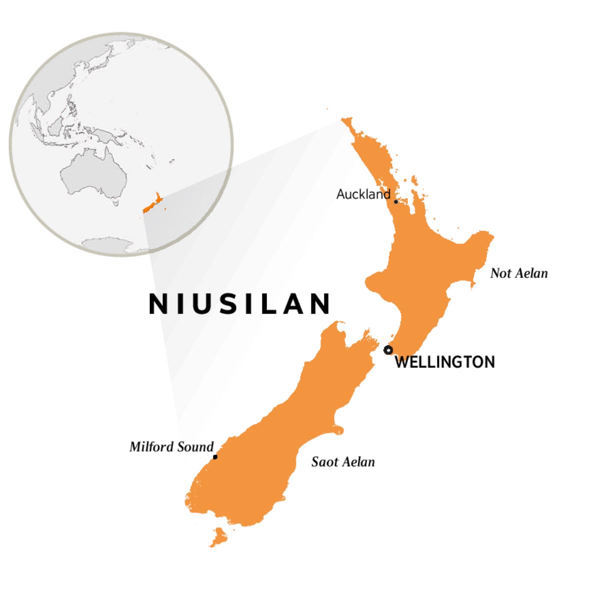 Niusilan long wan map blong wol