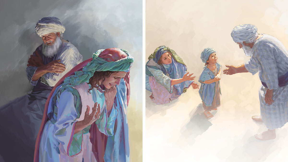 Avbe Efoto: 1. Elai gha ya okhiẹ aro ghee Hanna zẹvbe nọ ya na erhunmwu. 2. Hanna mu Samuẹl gie Elai.