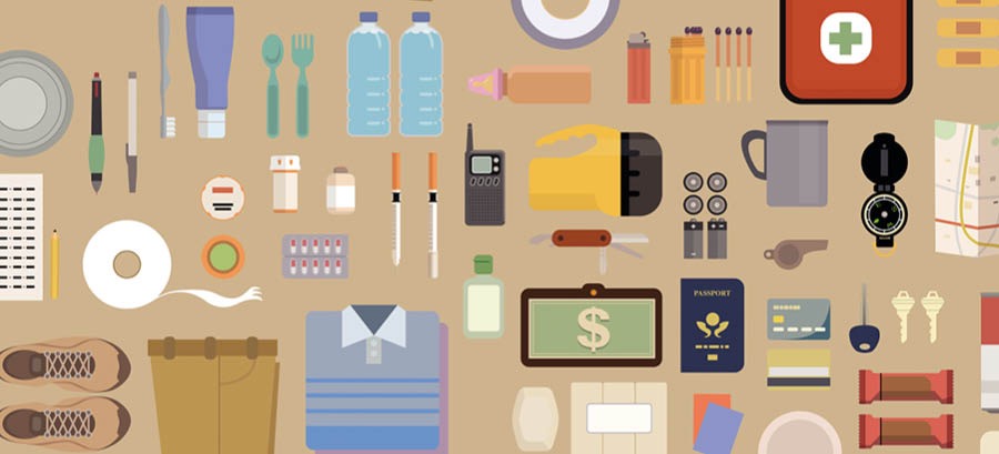 Itens de um kit de emergência