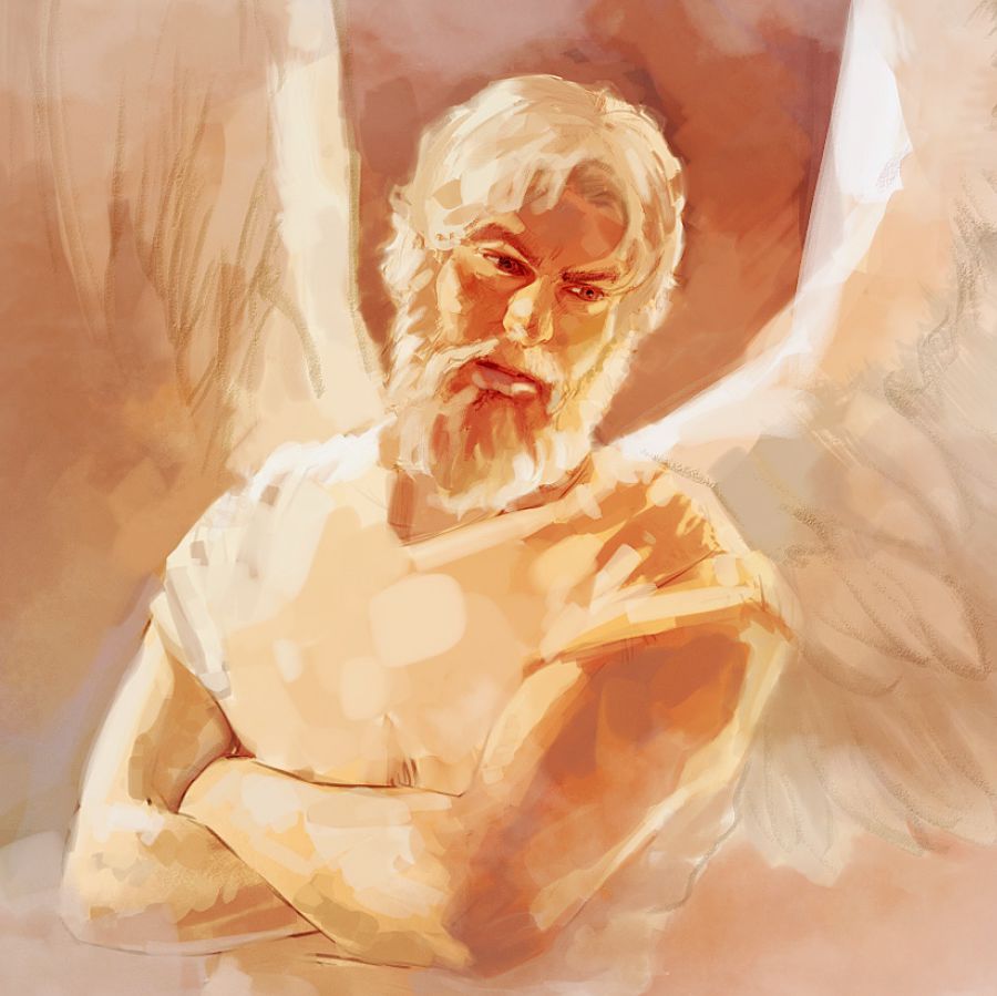 Satanás olhando para Jó