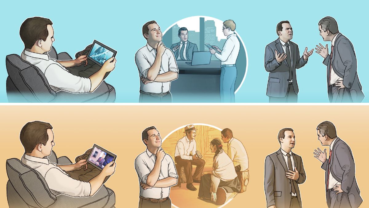 A diversão, os alvos e os relacionamentos de um homem físico e de um homem espiritual