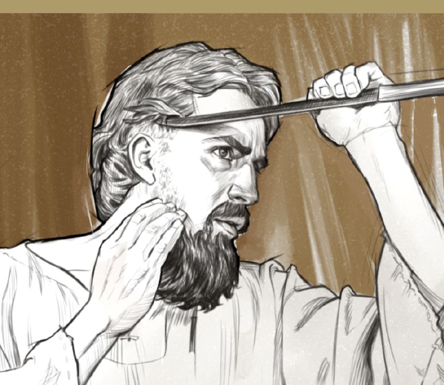 Ezequiel raspando o cabelo