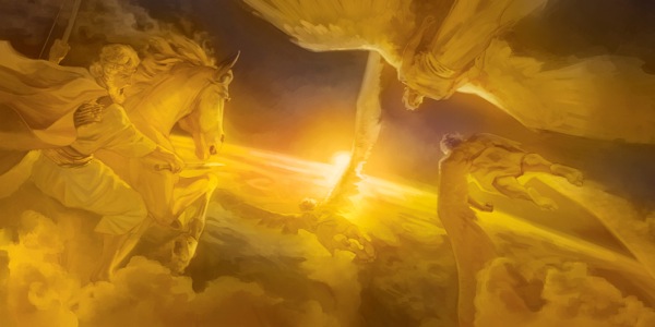 Jesus Cristo como Rei-Guerreiro com seus exércitos celestiais