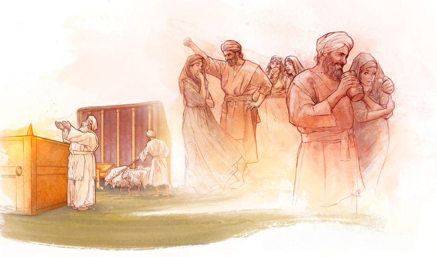 O sumo sacerdote Eli serve no tabernáculo enquanto seus filhos fazem coisas erradas