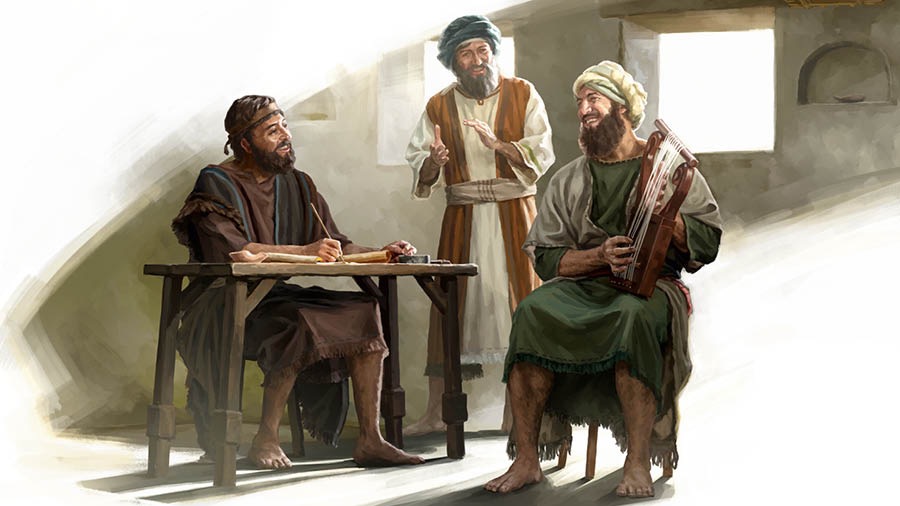 Um salmista, talvez um descendente de Asafe, escreve salmos e canta com outros levitas