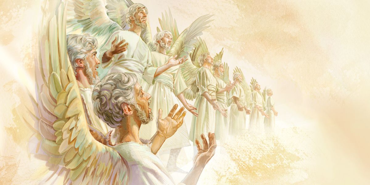 Un grup d’àngels cantant a Jehovà