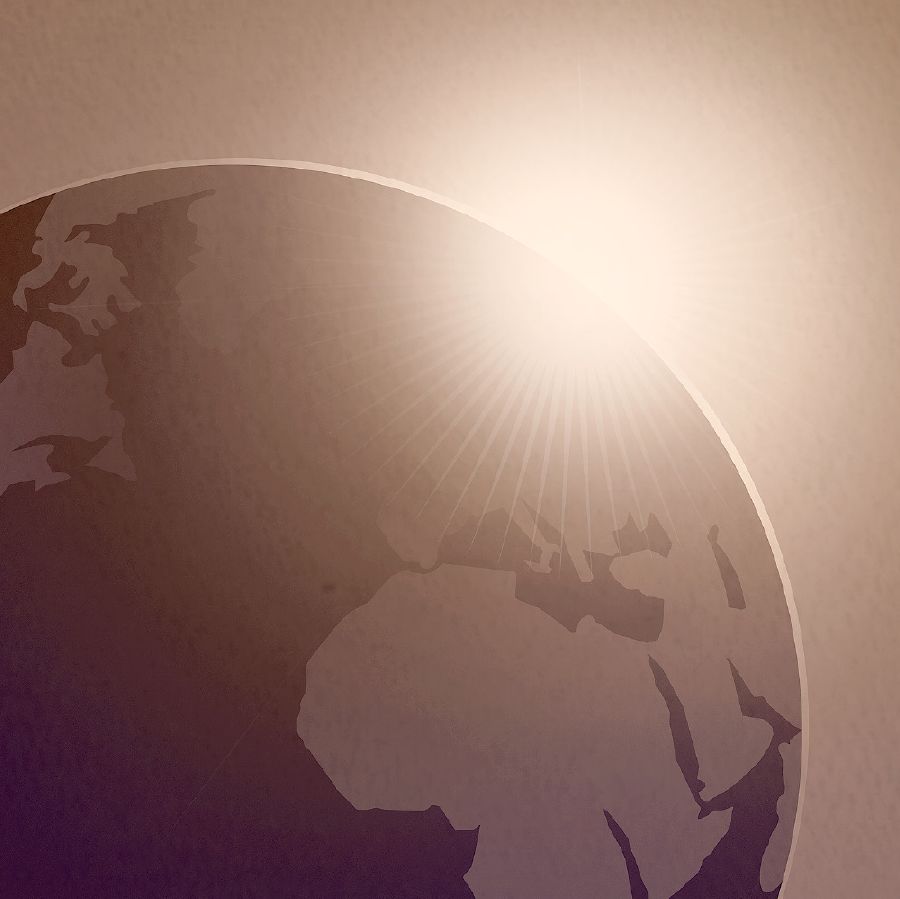 El sol brilla sobre la Terra