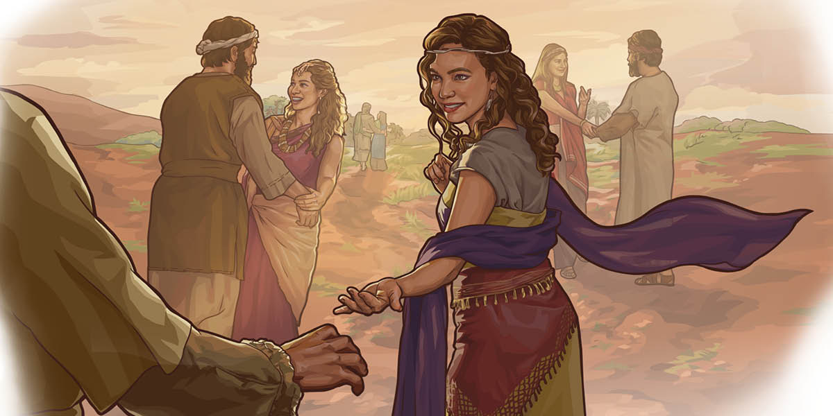 Dones moabites invitant els hòmens israelites a acompanyar-les.
