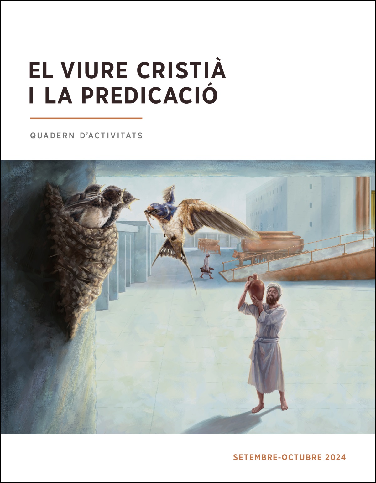 Un dels fills de Coré observa el niu d’una oroneta en el pati del temple desitjant poder estar allí sempre com ella